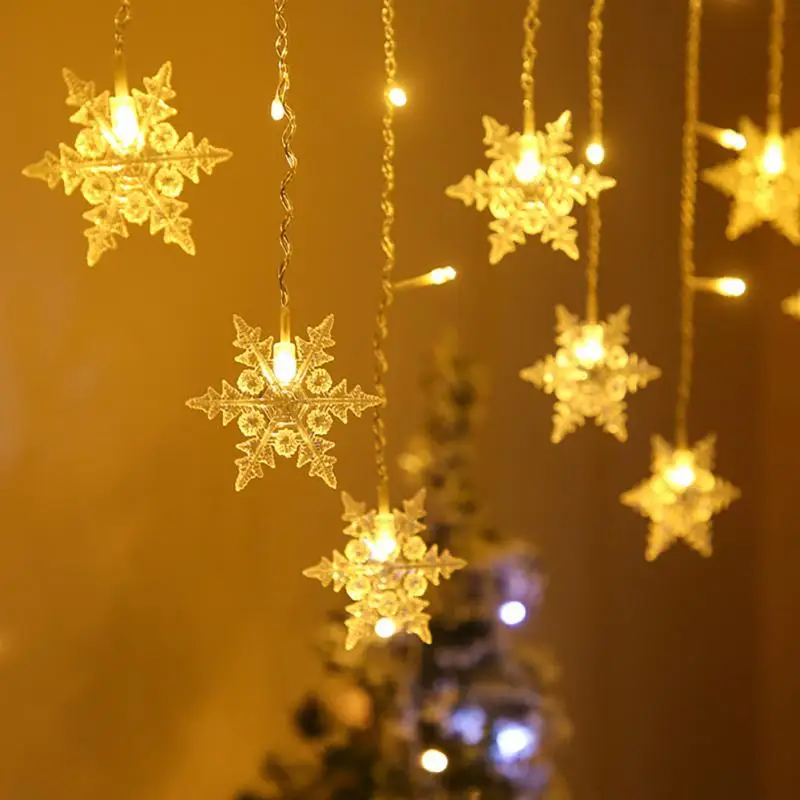 Snaigės LED String Žiburiai Kalėdų Dekoravimo Vestuvių Girliandą Užuolaidų Lempos 3.5 m Poilsio Patalpų Kambarys Pasakų Šviesos Navidad Natal