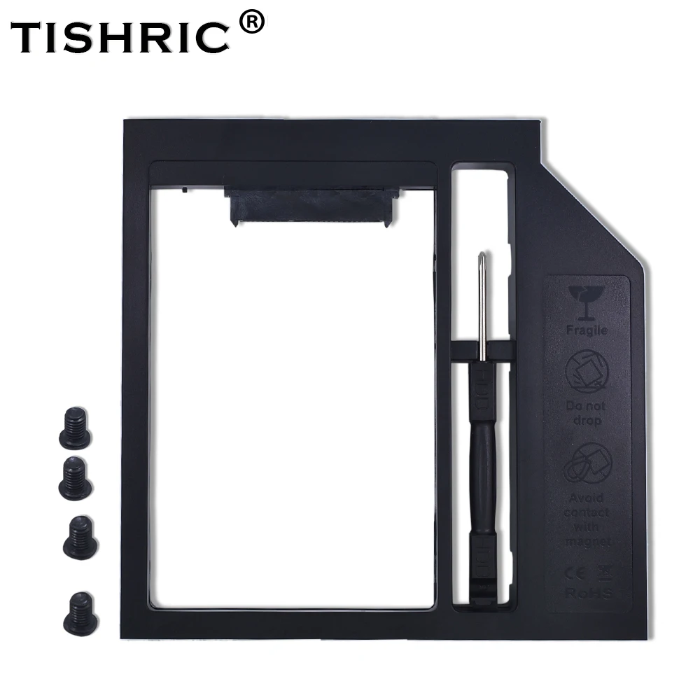TISHRIC Plastiko Optibay 2nd HDD Caddy 9.5 mm SATA 3.0 Kietojo Disko Dėžutė Talpyklos 2.5 SSD Atveju, DVD Adapteris Nešiojamas CD-ROM