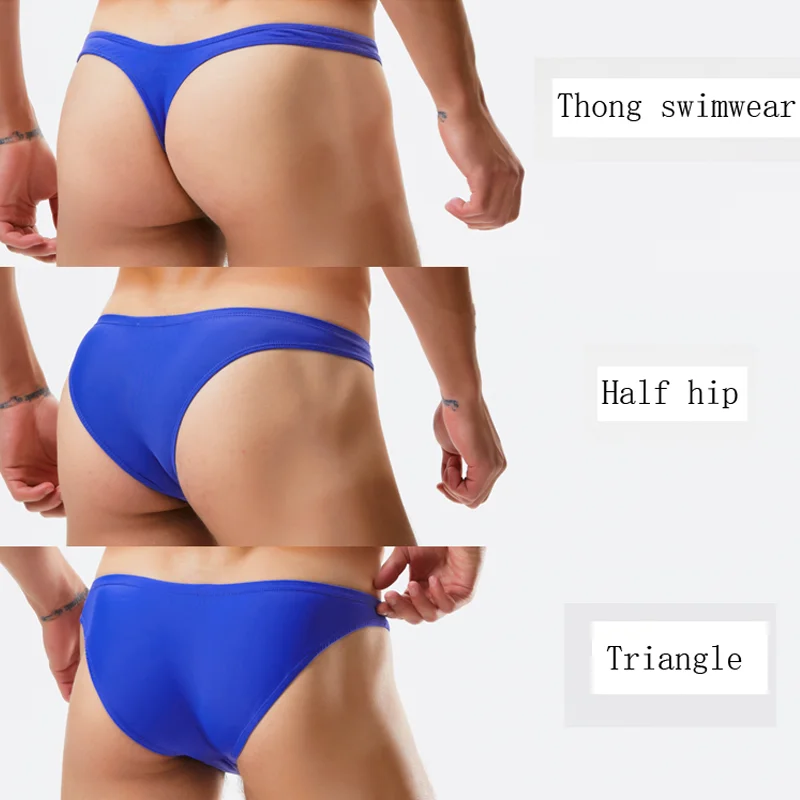 WD268 2021 nauja seksuali mėlyną vyrų maudymosi kostiumėliai, bikini, stora mažas juosmens pusė pakuotės klubo maudymosi gėjus thong maudymosi kostiumėliai plaukti trumpikės